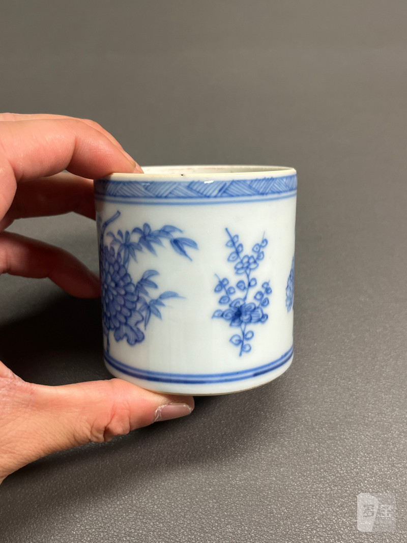 明崇祯  青花花卉纹香筒（带木盖） - 图9